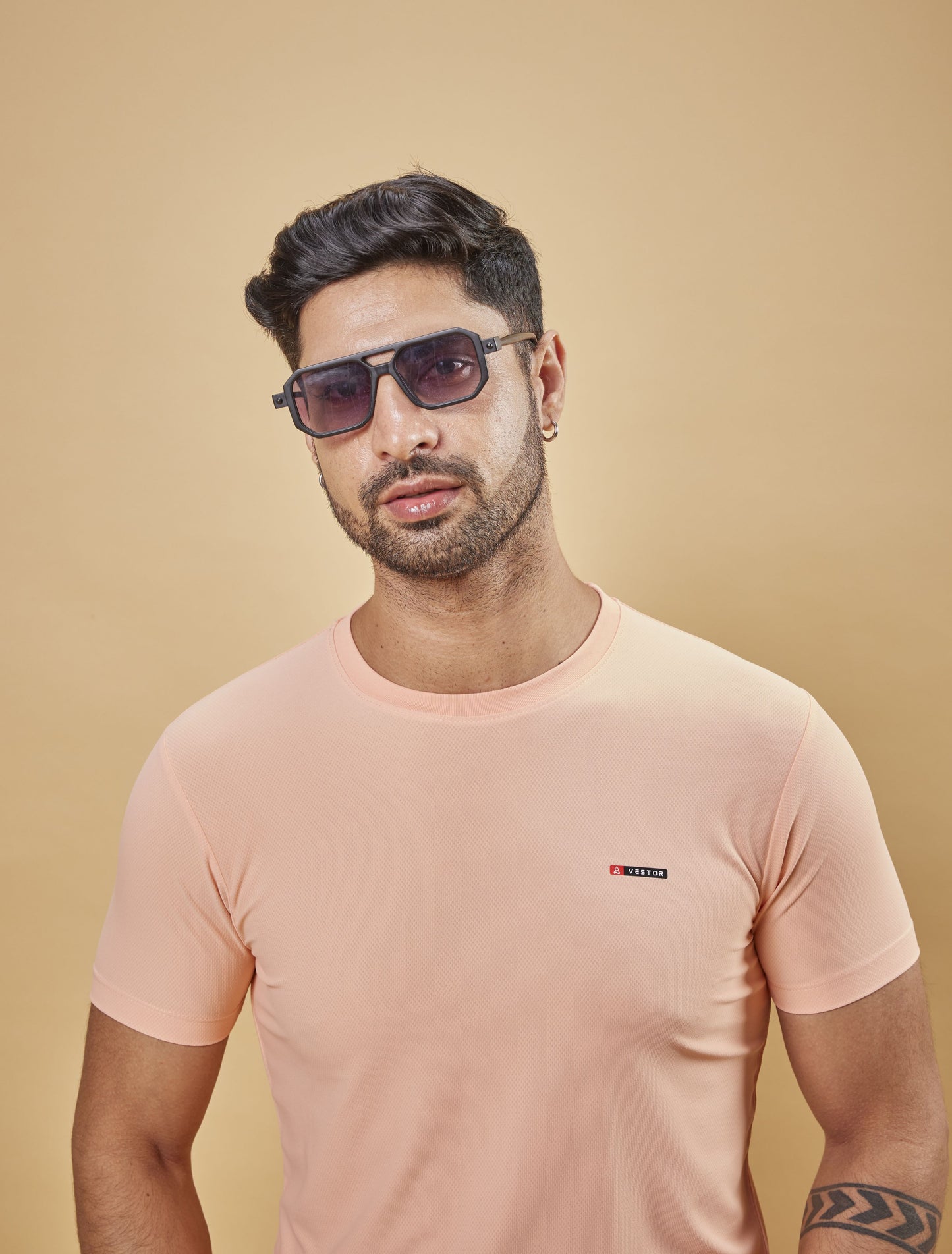 Vestor Clothing Blooms Solid Peach T-shirt for Mans